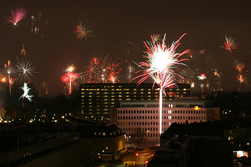 Fireworks over Lyngby town hall